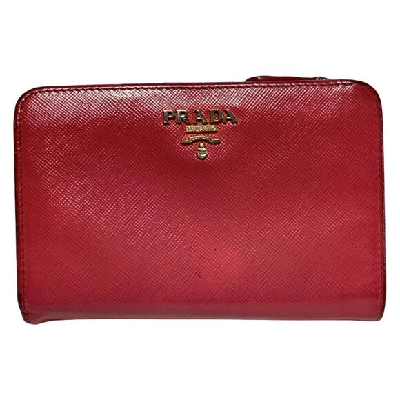 Auth PRADA - 1M1225 Pink Leather Bifold Wallet - Picture 1 of 7